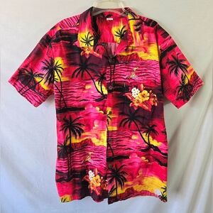 Palmwave Hawaii Men's Red Tropical Hawaiian Button Down Shirt Size XL